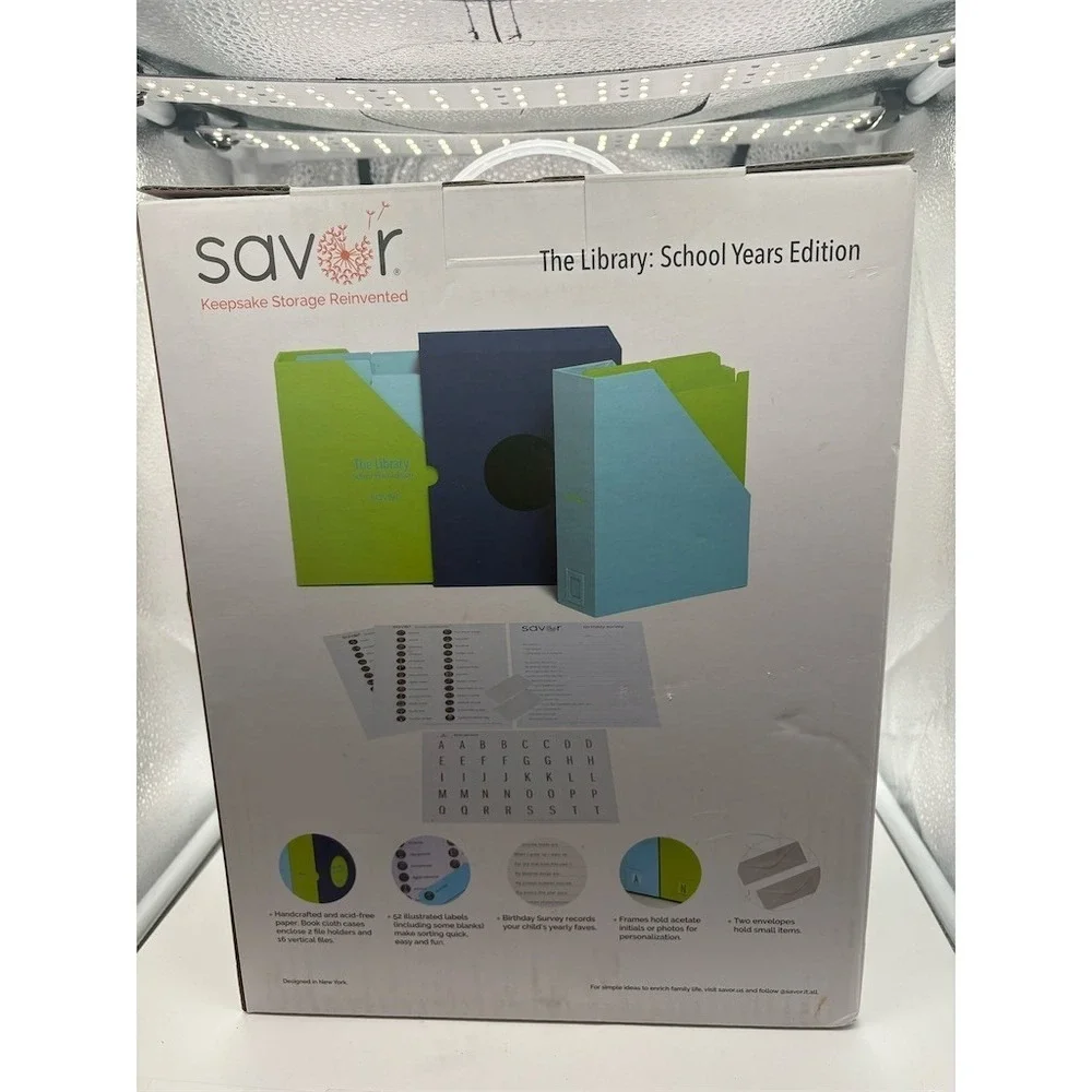 Savor The Library School Years Edition Keepsake Storage Box Set w/ Labels